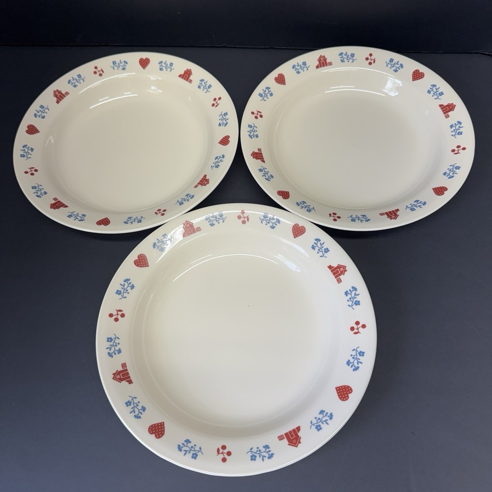 VTG Corelle Corning Hometown Rim Soup Bowl Set Of 3 EUC USA Made